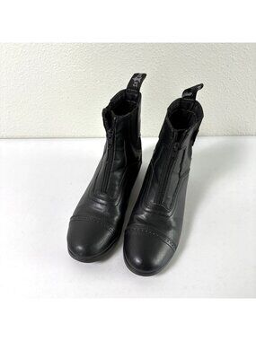 Saxon Syntovia Zip Paddock Riding Boots Womens 6 Black Zipper Front Cowgirl
